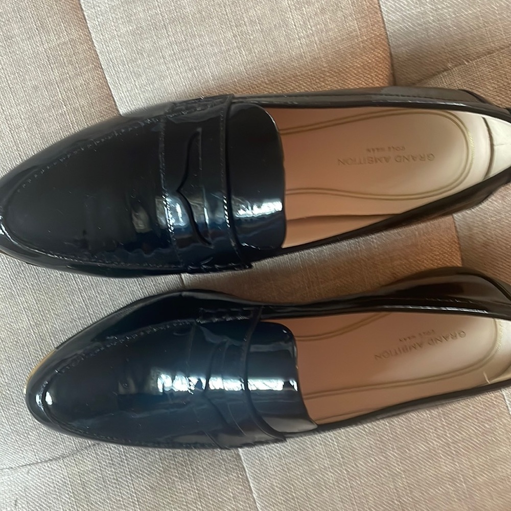 Cole Haan black patent  loafers . Worn 1 x. Rubber  soles . Cushioned footbed .